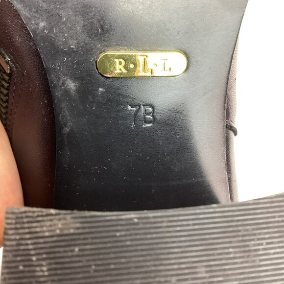 Lauren Ralph Lauren Genna Leather Ankle Boots Womens 7B Black Side Zipper & Buck - Picture 14 of 14